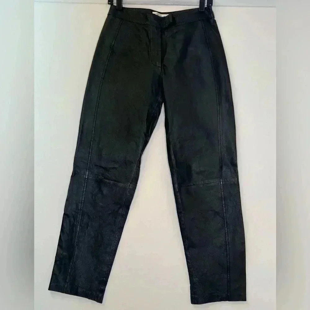 Bagatelle Vintage Black Leather Pants Relaxed Fit High Waist Size 4P